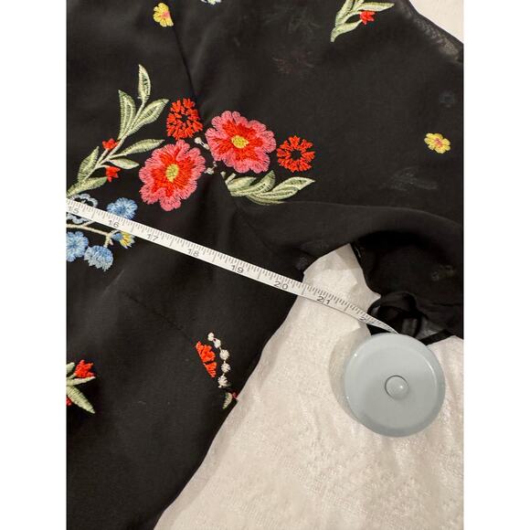 Kensie Black Dress Women's 16 Plus Size Embroidered Floral Chiffon Date Night - Picture 10 of 16